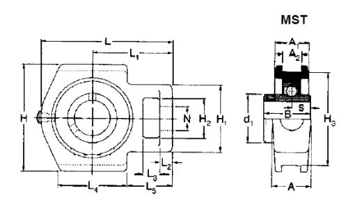 St35 Rhp MST35 RHP Take Up Housed Bearing Unit - 35mm Shaft - WychBearings.co.uk