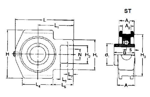 St35 Rhp ST35 RHP Take Up Housed Bearing Unit - 35mm Shaft - WychBearings.co.uk