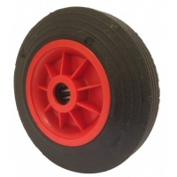 EPR200R20-51RED Wheel 200mm Black Rubber Tyre with Red Polypropylene centre